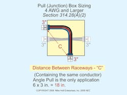 Fig. 5. Example demonstrating how to calculate the minimum distance between raceways. Fig. 5. Example demonstrating how to calculate the minimum distance between raceways.