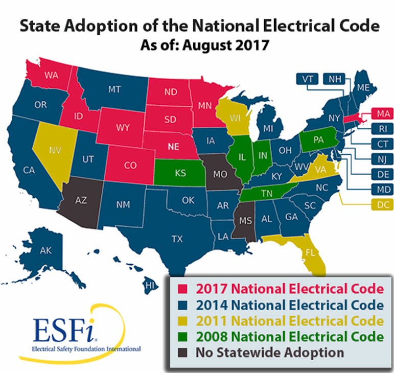 Nec Code Adoption Map Nec Adoption: Where Does Your State Stand? | Ec&M