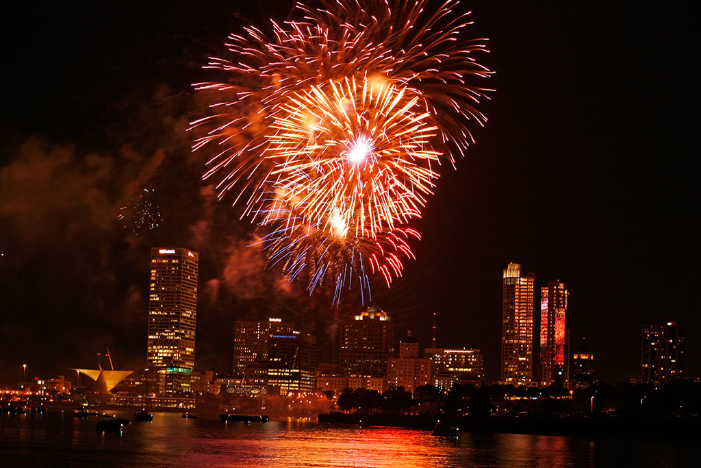 Fireworks in downtown Milwaukee