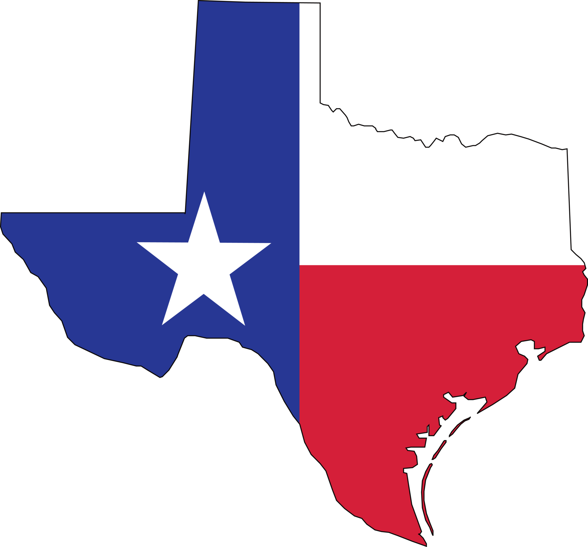 Texas with a flag
