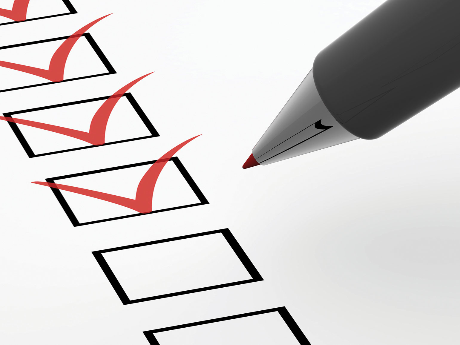 checklist with boxes checked