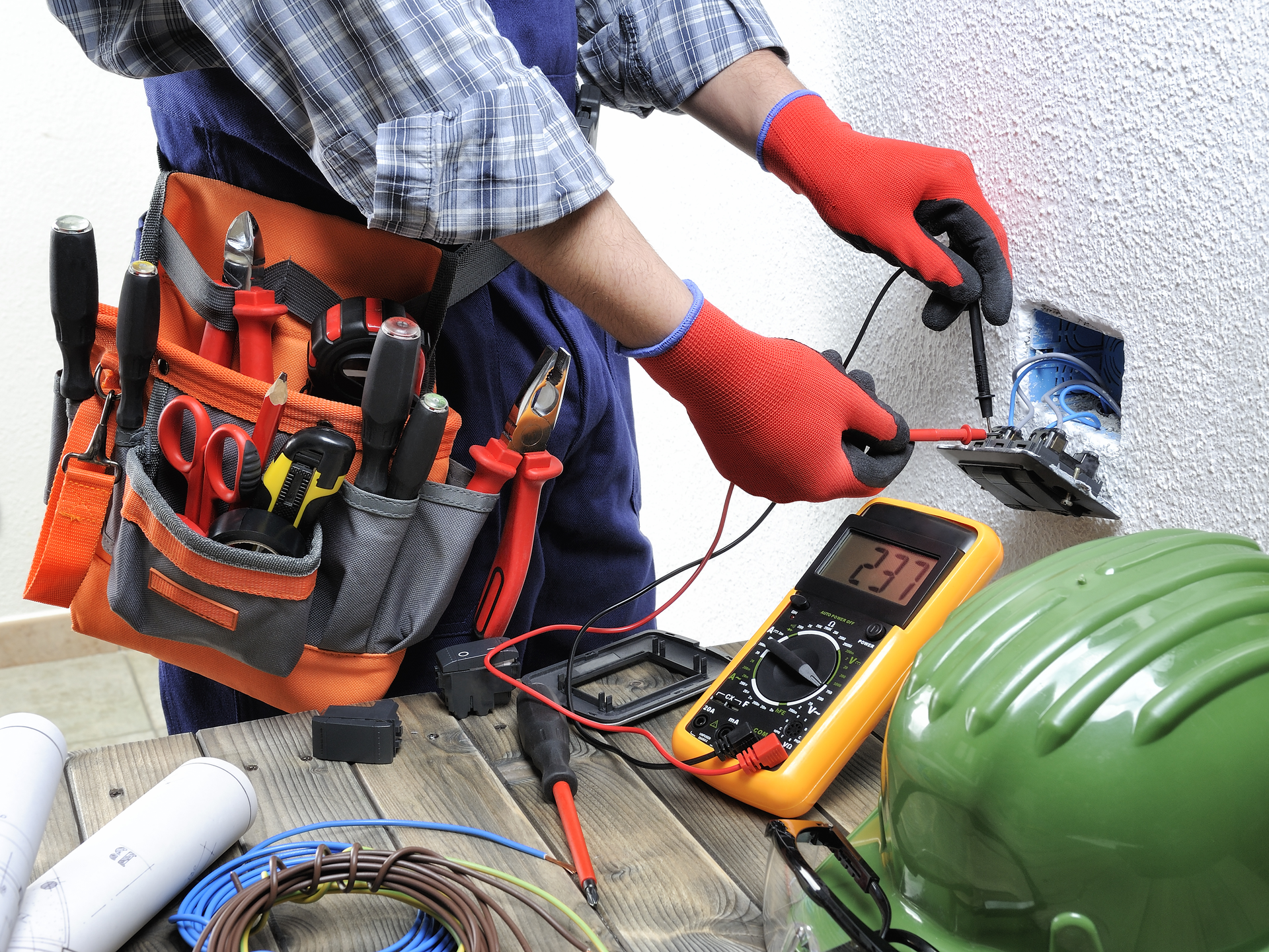 electrician and tools