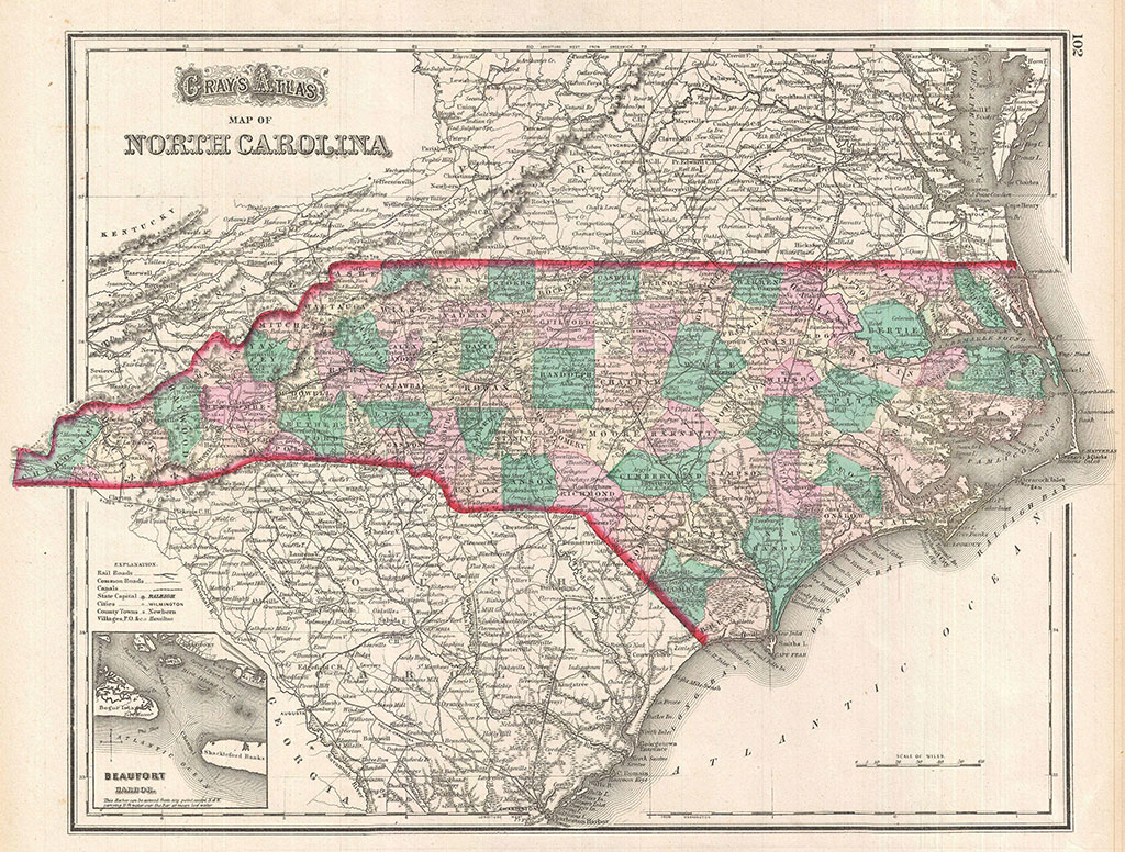 1874 Map of North Carolina