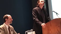Adam Carangi, Lumenetix, (speaking) and Wattstopper&rsquo;s Charles Knuffke (left) offered some helpful tips on designing with tunable light to an audience composed largely of specifying engineers and lighting designers.