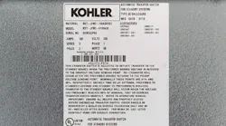 Kohler automatic transfer switches recalled