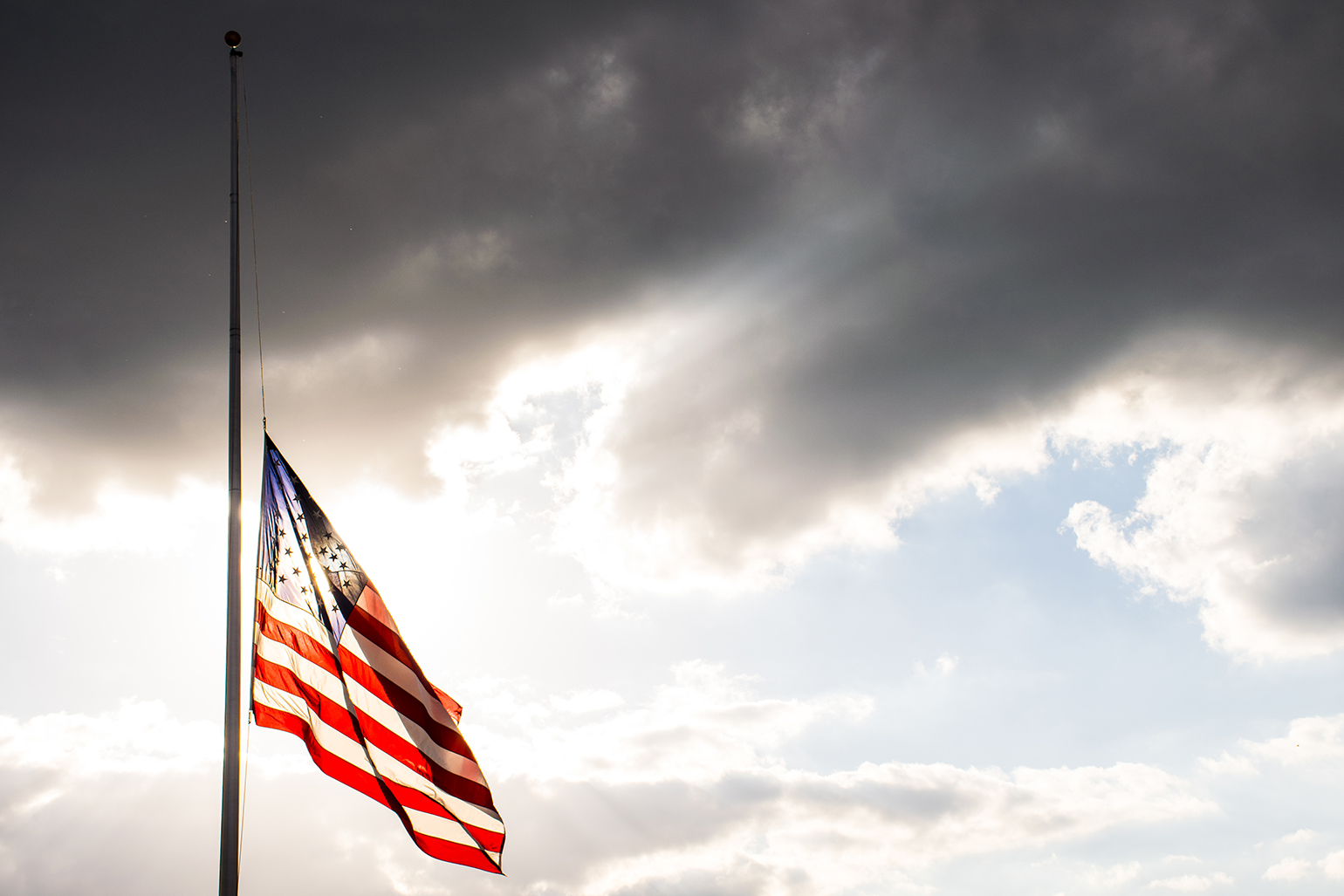 American flag flown half staff