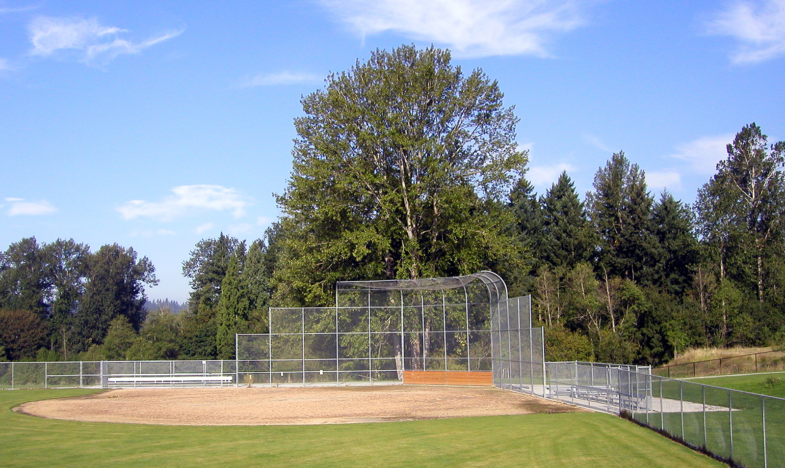 baseball field at suburban high school