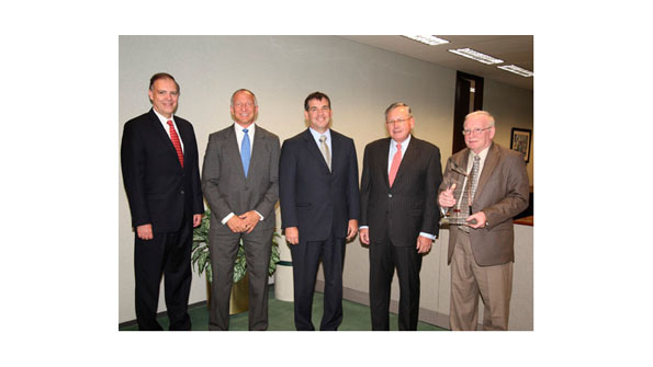 EMCOR Group Inc received its second Chairmanrsquos Safety Award from CNA Insurance Companies recognizing continuing excellence in risk injury and waste reduction through innovation dedication and ongoing improvement Tony Guzzi president amp CEO EMCOR Group Inc pictured center was presented the award by Tom Montamed CEO amp chairman CNA Insurance Cos pictured right of Guzzi Also pictured starting far left are Bob Lindemann president amp COO CNA Insurance Cos R Kevin Matz EVP shared services EMCOR Group In