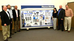 Newly announced Platinum Level Industry Partner Thomas amp Betts presented its generous donation of an electrical product display board to be used as a teaching tool by IECRMrsquos electrical apprenticeship program instructors Newly announced Platinum Level Industry Partner Thomas amp Betts presented its generous donation of an electrical product display board to be used as a teaching tool by IECRMrsquos electrical apprenticeship program instructors