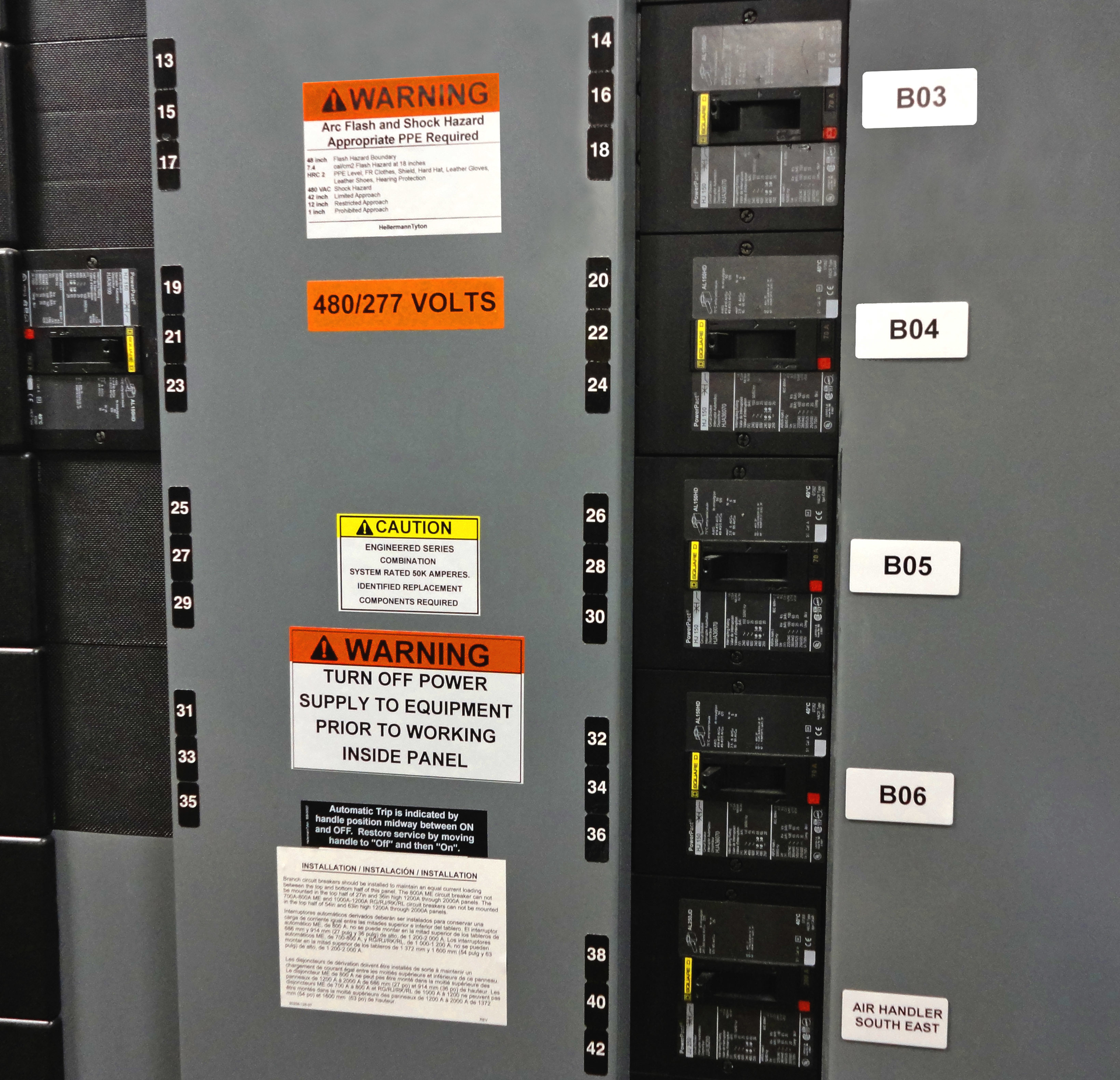 Read electrical equipment safety labels