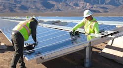 Electricians from construction company Cupertino Electric install the millionth solar module at Copper Mountain Solar 3 in Nevada, marking a key milestone in the 250-MW project built in conjunction with Amec Foster Wheeler for Sempra U.S. Gas &amp; Power and Consolidated Edison Development. (Photo: Business Wire)