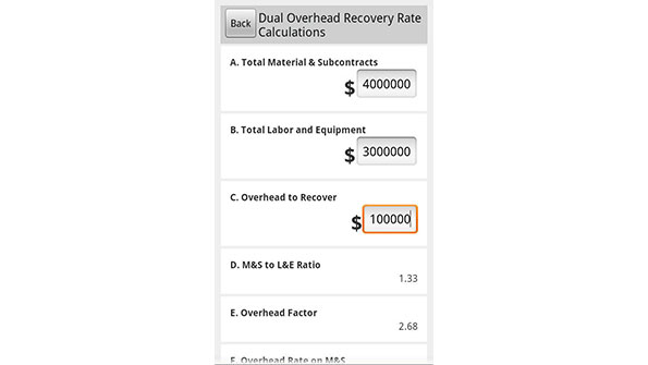 Steven Construction Institute Overhead allocation calculator app