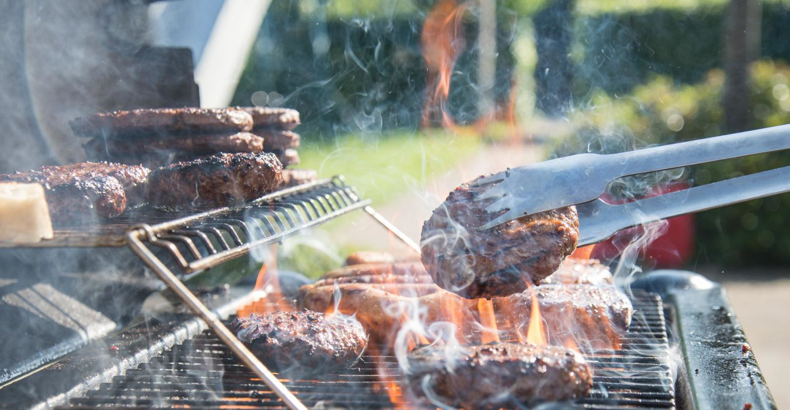 Barbecue with hamburgers