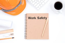work safety sign with notebook work safety sign with notebook