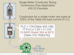 Fig. 1. You select the actual conductor size per the terminal temperature rating of the equipment.