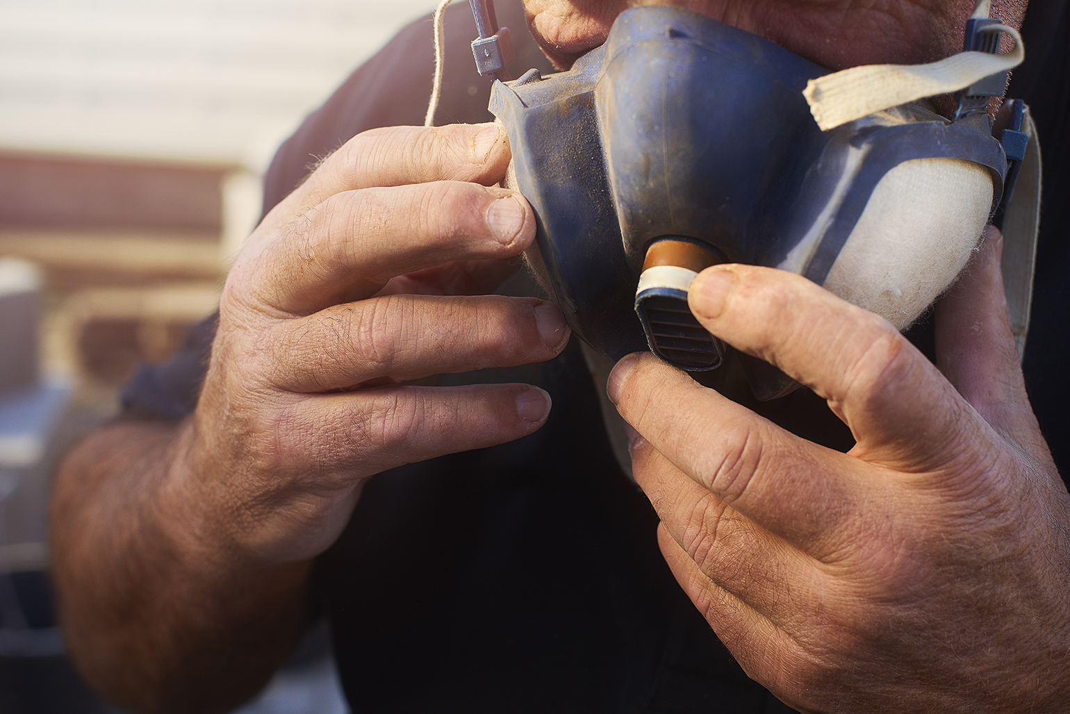 man wearing respirator