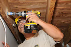 U s Army Spc Ezra Pineda An Interior Electrician With 758th Engineer Company Drills A Hole To Run Electrical Wiring During Innovative Readiness Training With Rebu 5e345b438d469