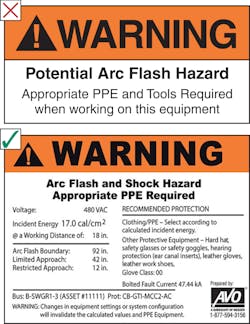 Fig. 2. Two examples of arc flash warning labels. The top label is inadequate, as it’s missing a lot of crucial information. Fig. 2. Two examples of arc flash warning labels. The top label is inadequate, as it’s missing a lot of crucial information.