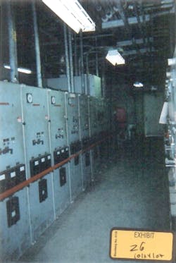 Photo 1. The failed capacitor bank was located in this switchgear room. Photo 1. The failed capacitor bank was located in this switchgear room.