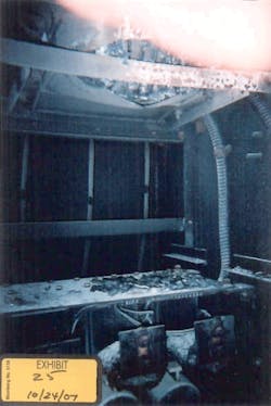 Photo 2. This is the component where the failed capacitor exploded. Photo 2. This is the component where the failed capacitor exploded.