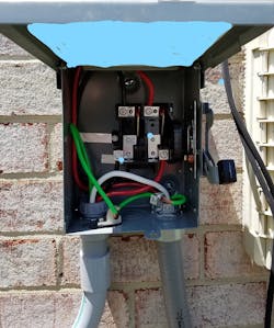 Before retiring, master electrician Tommy Davis found hundreds of unsecured PV disconnect boxes, including the one above. Before retiring, master electrician Tommy Davis found hundreds of unsecured PV disconnect boxes, including the one above.