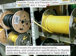 Fig. 1. Table 400.4 will help you identify whether a given type of cord or cable fits your intended application.