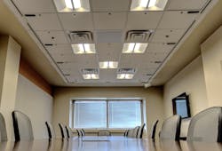 A test-bed for Cornell University’s Lighting Enabled Systems & Applications center incorporates tunable ceiling lighting and pose-detecting light distribution sensors. A test-bed for Cornell University’s Lighting Enabled Systems & Applications center incorporates tunable ceiling lighting and pose-detecting light distribution sensors.