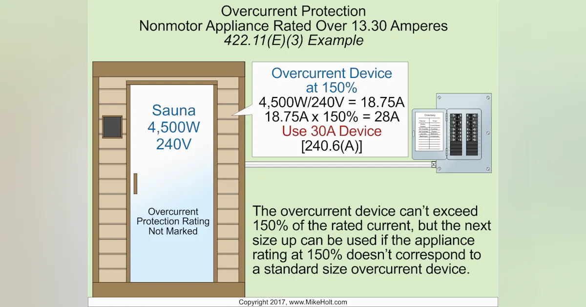 Code Q&A: Overcurrent Protection Requirements for Appliance Circuits | EC&M