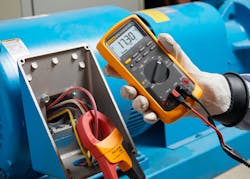 Photo 1. A multimeter is used to troubleshoot a single-phase motor. Photo 1. A multimeter is used to troubleshoot a single-phase motor.