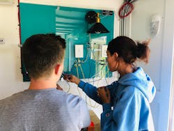 Encore Electric’s electrical career outreach on wheels – a “mobile escape room” – incorporates interactive components like a three-way switch wiring mock up. Encore Electric’s electrical career outreach on wheels – a “mobile escape room” – incorporates interactive components like a three-way switch wiring mock up.