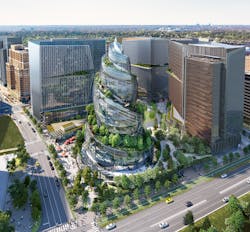 Amazon recently released renderings from the NBBJ architecture firm for “the Helix,” part of its multi-billion HQ2 headquarters at the National Landing project in Arlington, Va. The project will include 2.8 million sq ft of new office space in three 22-story buildings. Over the next decade, the company expects National Landing to create 25,000 jobs. Amazon recently released renderings from the NBBJ architecture firm for “the Helix,” part of its multi-billion HQ2 headquarters at the National Landing project in Arlington, Va. The project will include 2.8 million sq ft of new office space in three 22-story buildings. Over the next decade, the company expects National Landing to create 25,000 jobs.