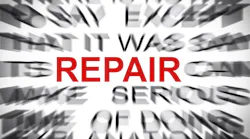 Repair In Red Letters Rest Out Of Focus