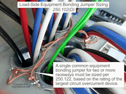 Fig. 3. Size the equipment bonding jumper based on the rating of the largest circuit overcurrent device.