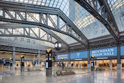 The design of the new 225,000-square-foot sky-lit train hall (serving LIRR and Amtrak passengers) was designed by renowned architecture firm Skidmore, Owings & Merrill. JB&B designed all new state-of-the art HVAC, electrical, information and technology systems, as well as new life safety systems, smoke control, fire alarm, sprinkler, and emergency generator power systems. The design of the new 225,000-square-foot sky-lit train hall (serving LIRR and Amtrak passengers) was designed by renowned architecture firm Skidmore, Owings & Merrill. JB&B designed all new state-of-the art HVAC, electrical, information and technology systems, as well as new life safety systems, smoke control, fire alarm, sprinkler, and emergency generator power systems.