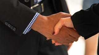 Business Man And Woman Shaking Hands Dreamstime Xl 218410089