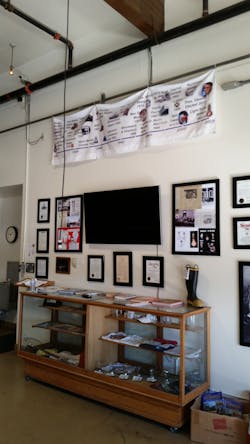The incandescent bulb's wall of fame at the fire station in Livermore, Calif. The timeline near the top of the ceiling chronicles events from the bulb's installation in 1900 to 2015 — when it reached 100,000 hours of service. The incandescent bulb's wall of fame at the fire station in Livermore, Calif. The timeline near the top of the ceiling chronicles events from the bulb's installation in 1900 to 2015 — when it reached 100,000 hours of service.