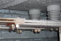 Photo 4. In addition to dust buildup, moisture buildup can be just as detrimental to electrical equipment. Photo 4. In addition to dust buildup, moisture buildup can be just as detrimental to electrical equipment.