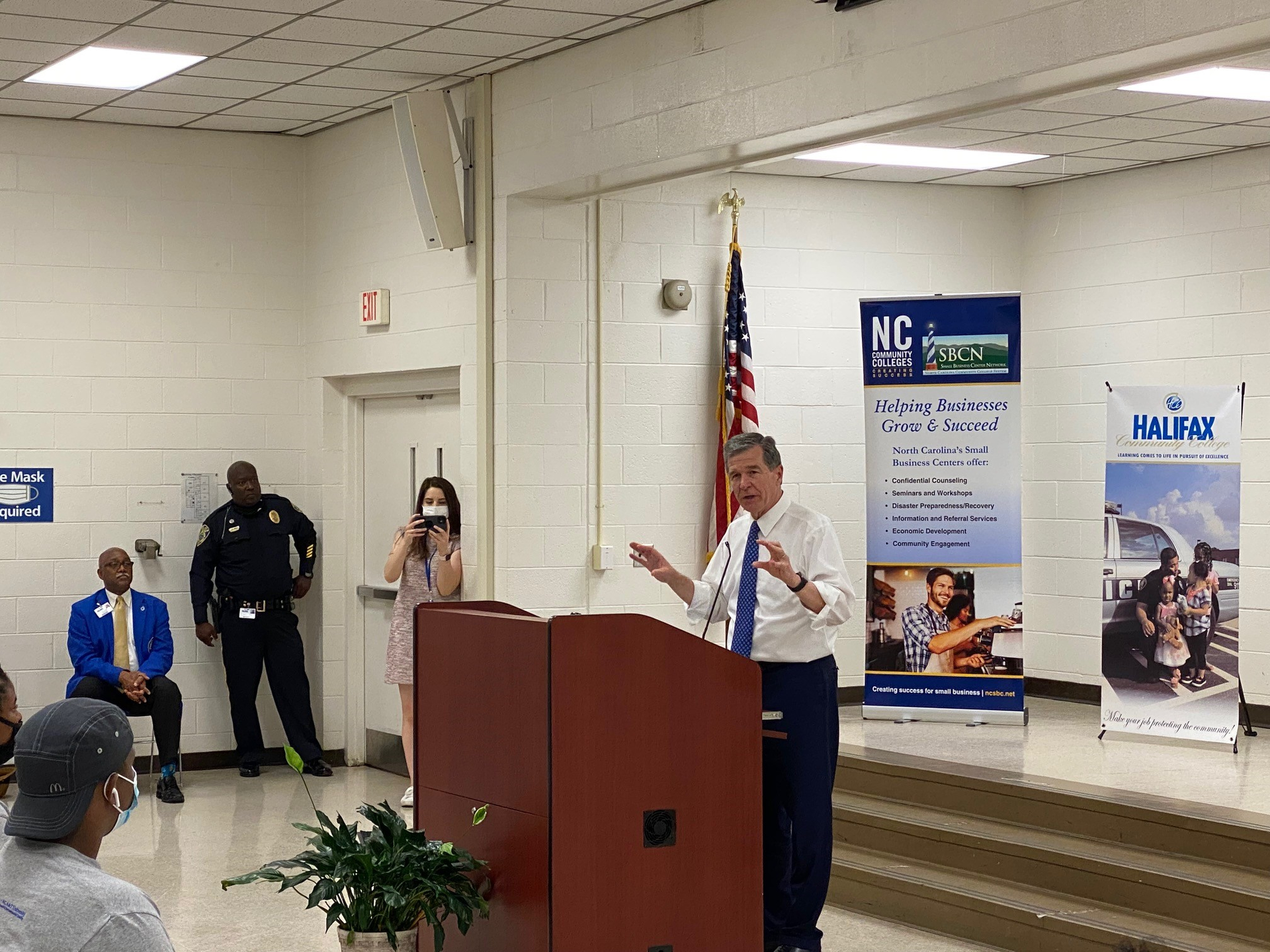 Gov. Cooper speaking to the students and staff of the Halifax Lighthouse Program.