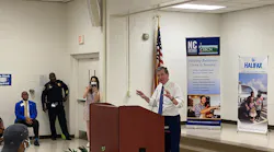Gov. Cooper speaking to the students and staff of the Halifax Lighthouse Program.