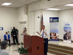 Gov. Cooper speaking to the students and staff of the Halifax Lighthouse Program.