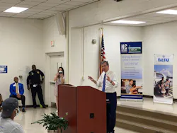 Gov. Cooper speaking to the students and staff of the Halifax Lighthouse Program.