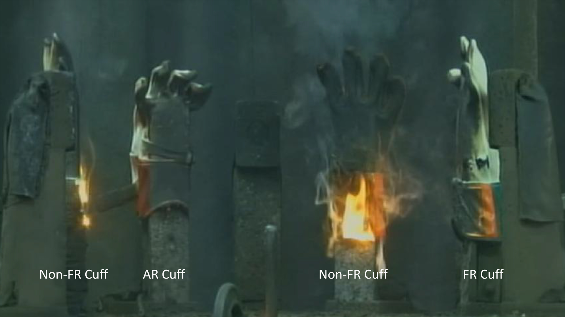 This image shows F696 gloves in which the AR Cuff also meets ASTM F3258.