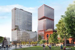 Drexel University and the Brandywine Realty Trust just broke ground on the $287-million, mixed-use West Tower that will be part of the $3.5-billion Schuylkill Yards development planned for the University City neighborhood of downtown Philadelphia. Drexel University and the Brandywine Realty Trust just broke ground on the $287-million, mixed-use West Tower that will be part of the $3.5-billion Schuylkill Yards development planned for the University City neighborhood of downtown Philadelphia.