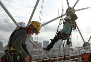 With a plan in place, iconHD reached out to FSG’s Dallas branch for licensed electricians with skills and certifications that enabled them to execute the work on Dallas’ iconic Reunion Tower while rappelling from the tower’s observation deck 561 feet above the ground.
