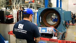 For safely testing motors, caution tape establishes a safe perimeter around moving parts. For safely testing motors, caution tape establishes a safe perimeter around moving parts.