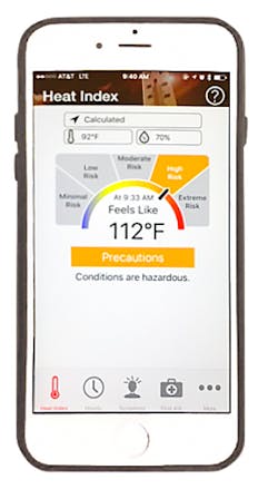 The OSHA-NIOSH Heat Safety Tool features a real-time heat index and hourly forecasts, specific to the user's location, as well as occupational safety and health recommendations from OSHA and NIOSH. The OSHA-NIOSH Heat Safety Tool features a real-time heat index and hourly forecasts, specific to the user's location, as well as occupational safety and health recommendations from OSHA and NIOSH.