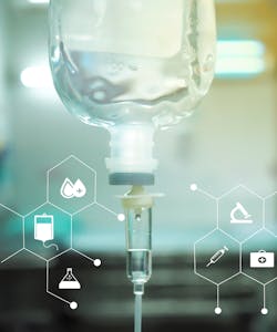 IV bag and hexagon graphics IV bag and hexagon graphics