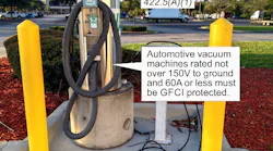 Fig. 1. Automotive vacuum machines rated 150 volts-to-ground or less and 60A or less must be GFCI-protected by Class “A” protective device(s) per Sec. 422.5(A).