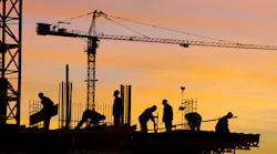 construction site at sunset