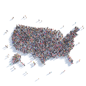 Population map of the United States
